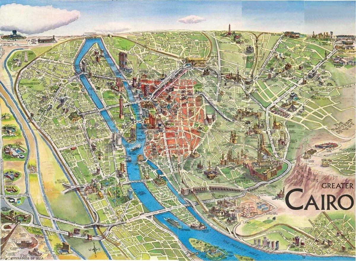 Mapa de punts d'interès turístic a el caire egipte